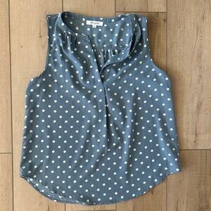 Blue Polka Dot Sleeveless Blouse